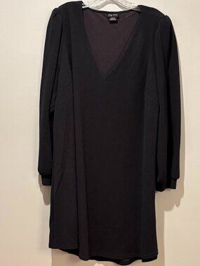 USED - City Chic Women's Shift Navy Blue Puff Long Sleeve Dress - Size XXL/24
